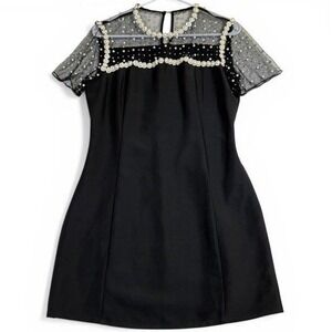NWT FORE‎ Marem Shift Dress Black Large Douced In Pearls Mesh DI7704F0